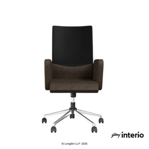Godrej Interio Aircon Mid Back Microfiber Ergonomic Office Chair (Saddle Brown) Front View