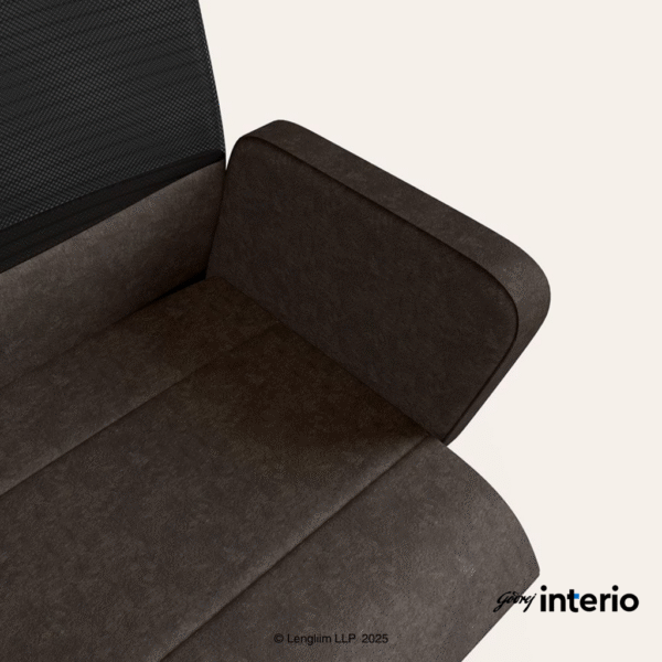 Godrej Interio Aircon Mid Back Microfiber Ergonomic Office Chair (Saddle Brown) Arm Rest
