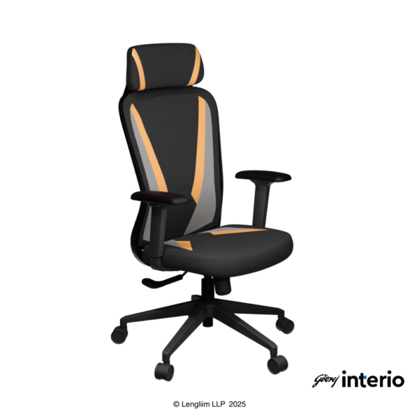 Godrej Interio Camo High Back Gaming Chair (Black Tan) Front Angle View