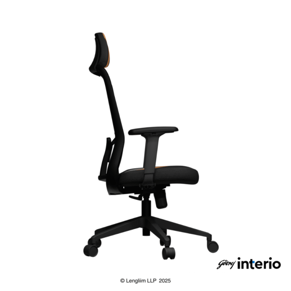 Godrej Interio Camo High Back Gaming Chair (Black Tan) Side View