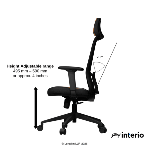 Godrej Interio Camo High Back Gaming Chair (Black Tan) Adjustable Back Rest