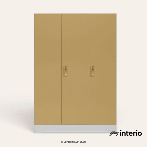 Godrej Interio Slimline 3 Door Almirah (Locker, Ice Coffee) Front View