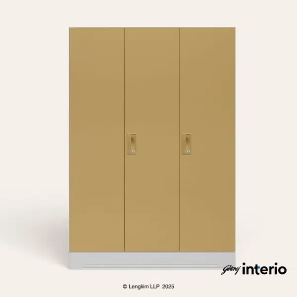 Godrej Interio Slimline 3 Door Almirah (Locker, Ice Coffee) Front View