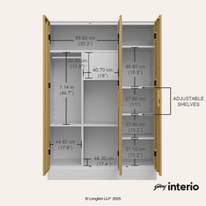 Godrej Interio Slimline 3 Door Almirah (Locker, Ice Coffee) Interior Dimensions