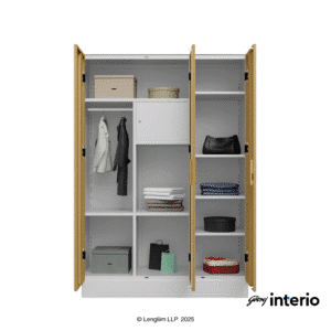 Godrej Interio Slimline 3 Door Almirah (Locker, Ice Coffee) Front View with props