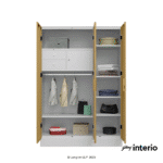 Godrej Interio Slimline 3 Door Almirah (Drawer, Ice Coffee) Front View with Doors Open