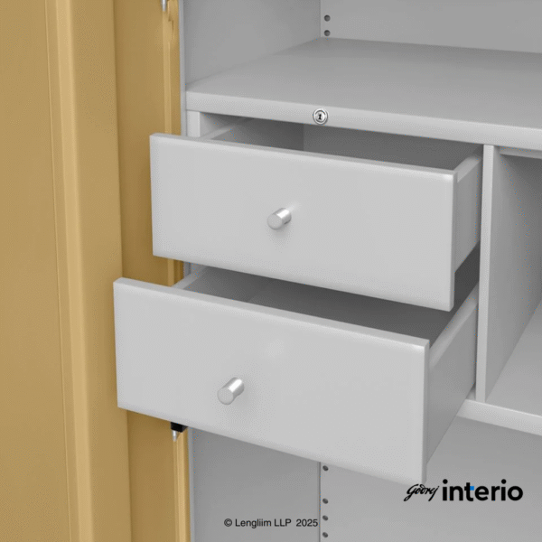 Godrej Interio Slimline 3 Door Almirah (Drawer, Ice Coffee) Drawer