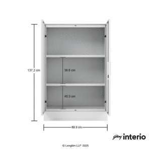 Slimline Minor 2 Door 2 Shelves (Royal Ivory) Interior Dimensions