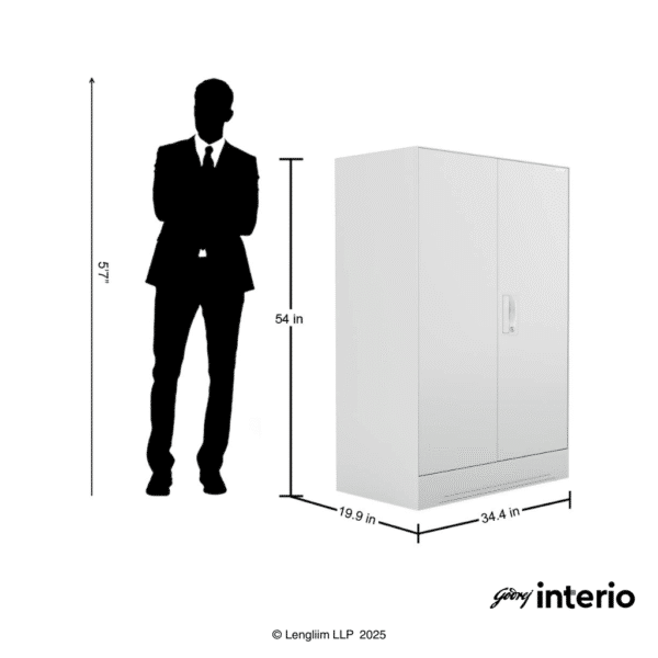 Godrej Interio Slimline Minor 2 Door Locker (Royal Ivory) Exterior Dimensions