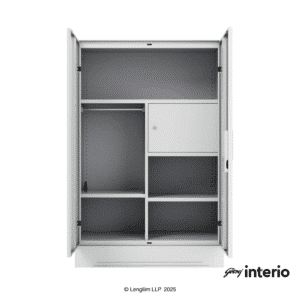Godrej Interio Slimline Minor 2 Door Locker (Royal Ivory) Front View with Doors Open Locker Closed