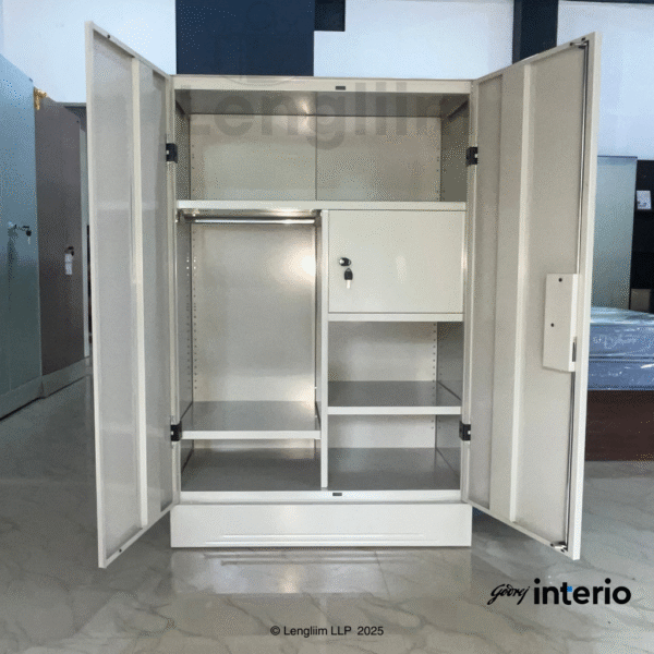 Godrej Interio Slimline Minor 2 Door Locker (Royal Ivory) Actual Product Front View with Doors Open