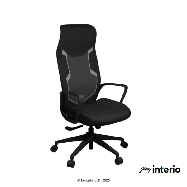 Godrej Interio Tecno Gaming Chair (Black) Front Angle View