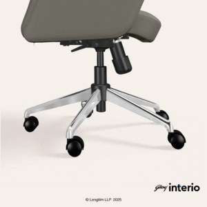 Godrej Interio Tufty Mid Back Leatherette Ergonomic Office Chair (Ash Grey) Base Stand