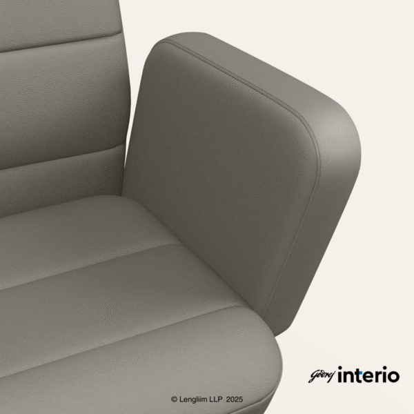 Godrej Interio Tufty Mid Back Leatherette Ergonomic Office Chair (Ash Grey) Arm Rest