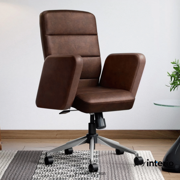 Godrej Interio Tufty Mid Back Microfiber Ergonomic Office Chair (Saddle Brown) Marketing Image