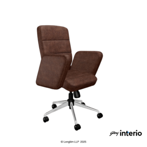 Godrej Interio Tufty Mid Back Microfiber Ergonomic Office Chair (Saddle Brown) Front Angle View