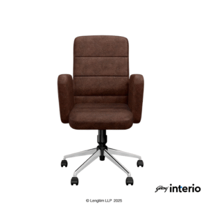 Godrej Interio Tufty Mid Back Microfiber Ergonomic Office Chair (Saddle Brown) Front View