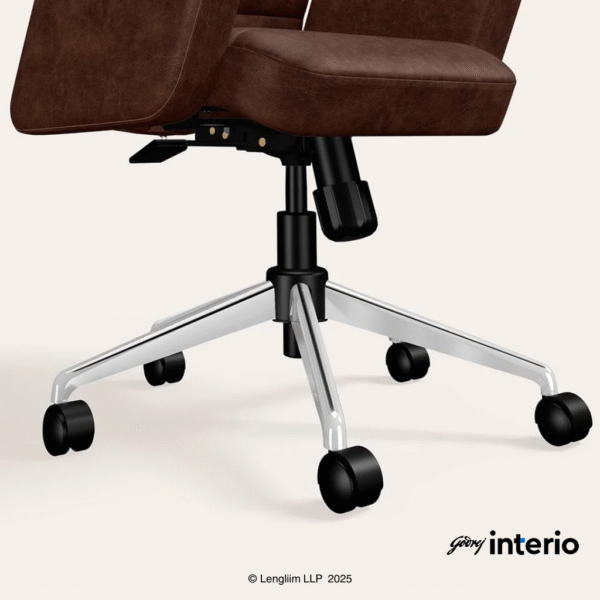 Godrej Interio Tufty Mid Back Microfiber Ergonomic Office Chair (Saddle Brown) Base Stand