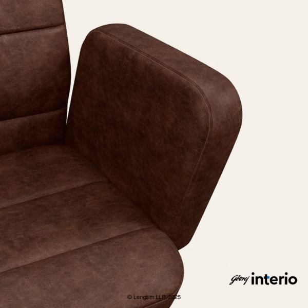 Godrej Interio Tufty Mid Back Microfiber Ergonomic Office Chair (Saddle Brown) Arm Rest
