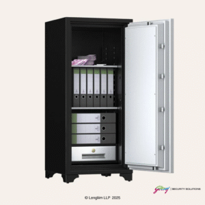 Godrej Centiguard 169 Liters Steel 1060 Fire Safe Home Locker (Double Keylock) Front Angle View with Door Open