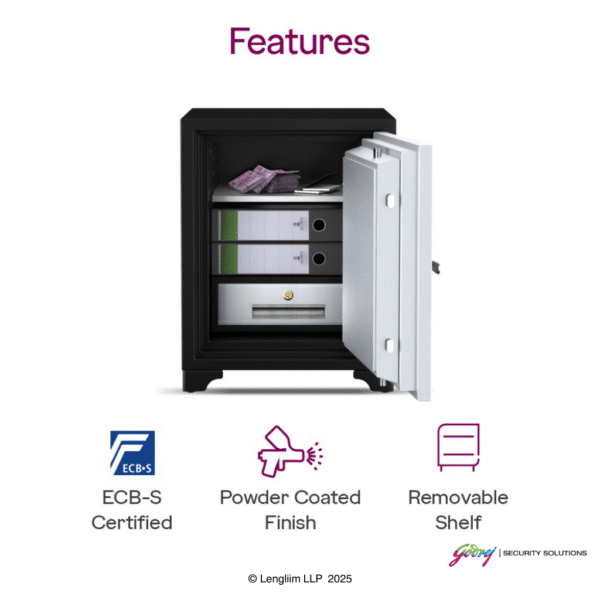 Godrej Centiguard 89 Liters Steel 560 Fire Safe Home Locker (Double Keylock) Features