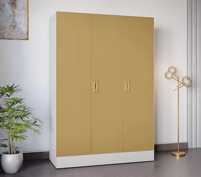 Godrej Interio Slimline 3 Door Almirah (Drawer, Ice Coffee) Compact Solution for Compact Living Spaces