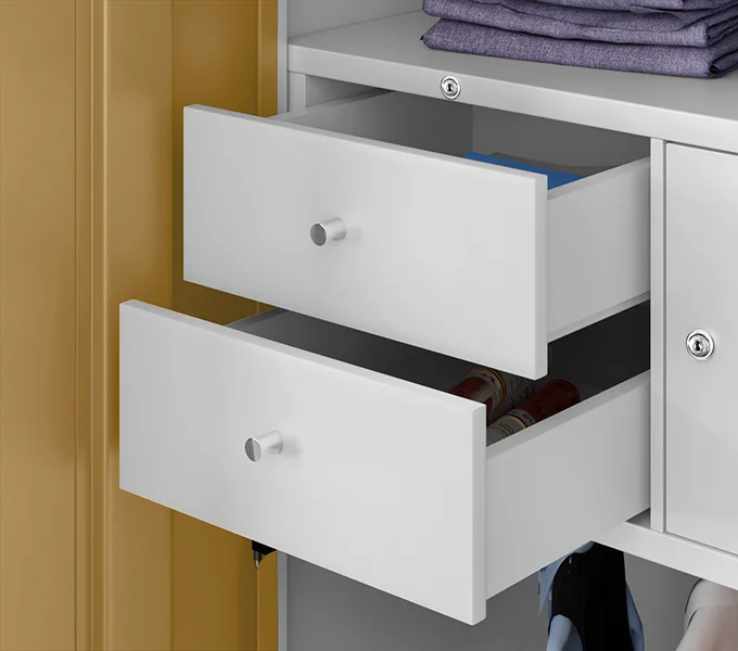 Godrej Interio Slimline 3 Door Almirah (Drawer, Ice Coffee) Drawer with adjustable partition and bangle holder