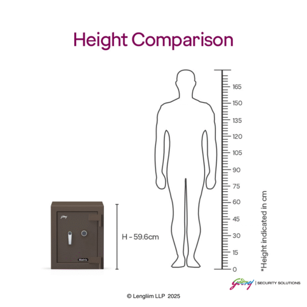 Godrej Matrix 1814 50 Liters Steel Home Locker Key Lock (1814 V6, Brown) Height Comparison