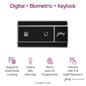 Godrej NX Advanced 160 Liters Steel Digital+Biometric+Key Lock Home Locker (Ebony) Digital Biometric Lock System