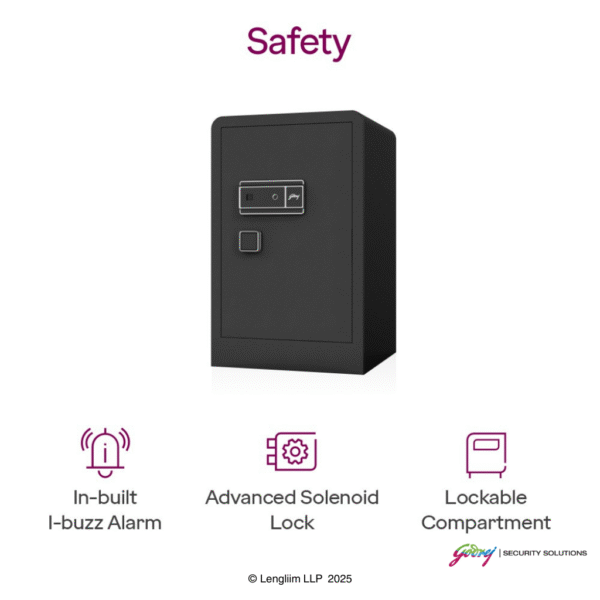 Godrej NX Advanced 160 Liters Steel Digital+Biometric+Key Lock Home Locker (Ebony) Safety