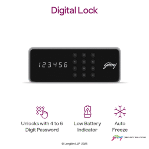 Godrej NX Pro 25 Litres Steel Digital Home Locker (10X, Ebony) Digital Biometric Lock System