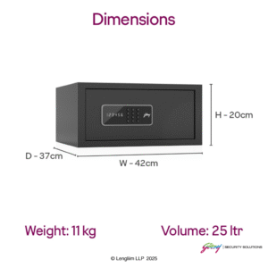 Godrej NX Pro 25 Litres Steel Digital Home Locker (10X, Ebony) Dimensions