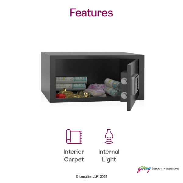 Godrej NX Pro 25 Litres Steel Digital Home Locker (10X, Ebony) Features