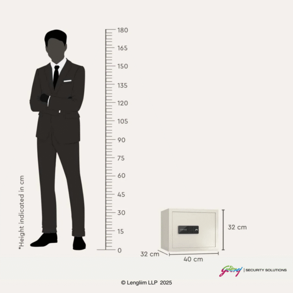 Godrej NX Pro 30 Litres Steel Digital Home Locker (10X, Ivory) Dimensions
