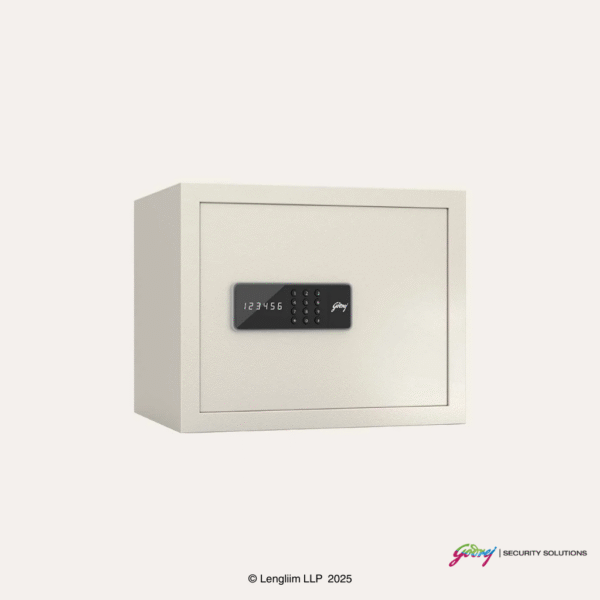 Godrej NX Pro 30 Litres Steel Digital Home Locker (10X, Ivory) Front Angle View