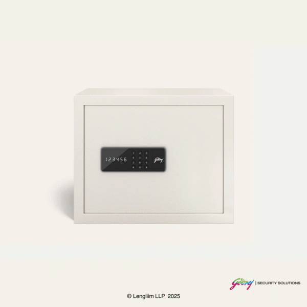 Godrej NX Pro 30 Litres Steel Digital Home Locker (10X, Ivory) Front View
