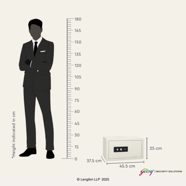 Godrej NX Pro 33 Litres Steel Key Lock Home Locker (10X, Ivory) Dimensions