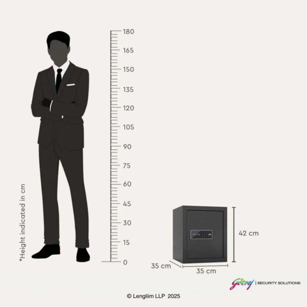 Godrej NX Pro 40 Litres Steel Digital Home Locker (10X, Ebony) Dimensions