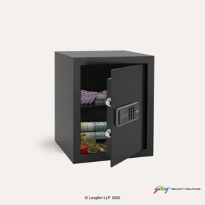 Godrej NX Pro 40 Litres Steel Digital Home Locker (10X, Ebony) Front Angle View with Door Open