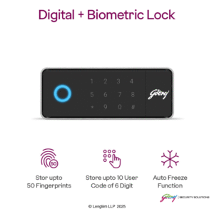 Godrej NX Pro Luxe 48 Litres Steel Digital + Biometric Home Locker (10X, Ebony) Digital Biometric Lock System