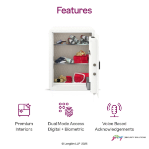 Godrej NX Pro Luxe 48 Litres Steel Digital + Biometric Home Locker (10X, Ebony) Features