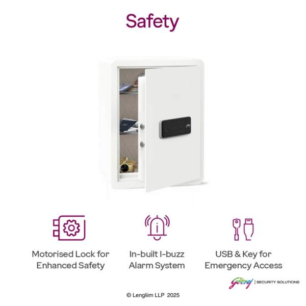 Godrej NX Pro Luxe 48 Litres Steel Digital + Biometric Home Locker (10X, Ebony) Safety