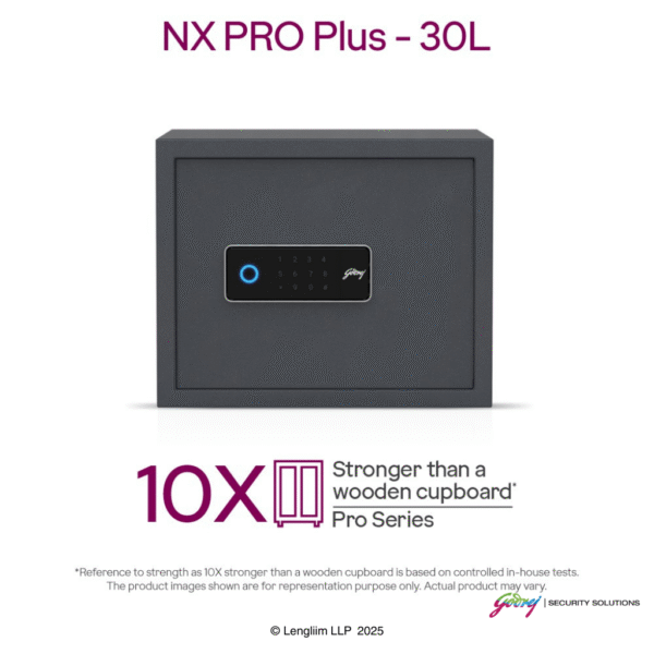 Godrej NX Pro Pus 30 Litres Steel Digital + Biometric Home Locker (10X, Ebony) Product
