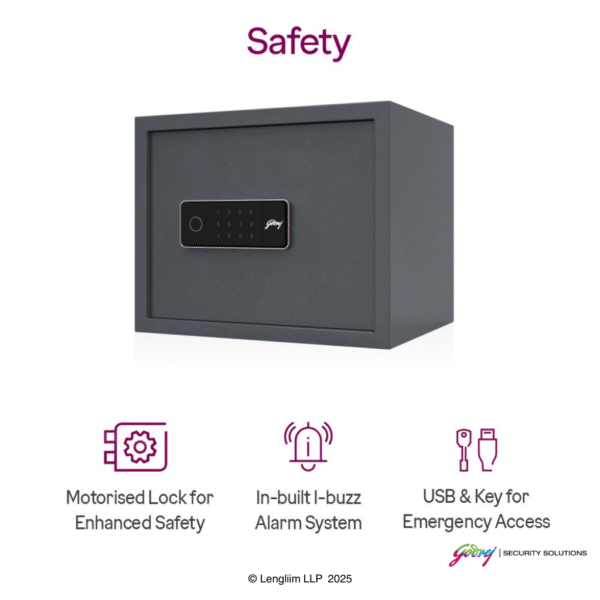 Godrej NX Pro Pus 30 Litres Steel Digital + Biometric Home Locker (10X, Ebony) Safety