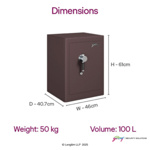 Godrej Rhino 100 Liters Regal Key Lock (Brown) Dimensions
