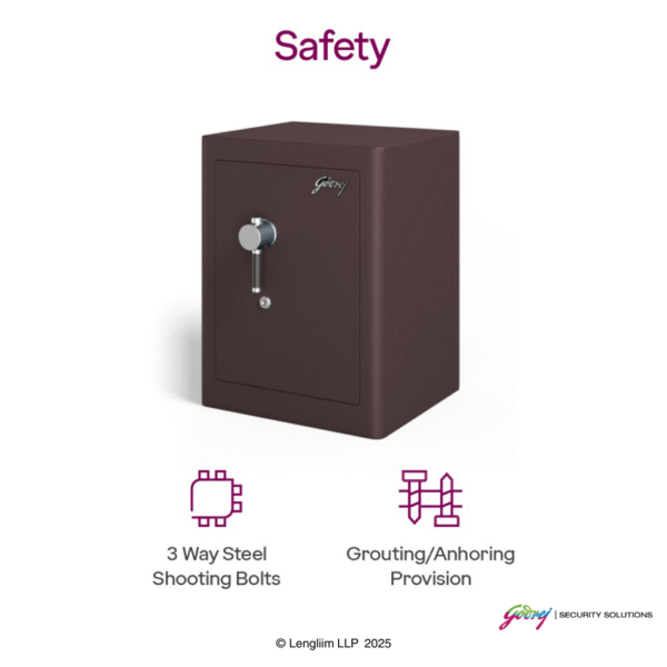 Godrej Rhino 100 Liters Regal Key Lock (Brown) Safety