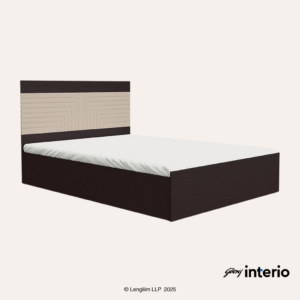 Godrej Interio Apex Nx Queen Size Engineered Wood Bed with Pull-Out Storage Side View with Sample Mattress