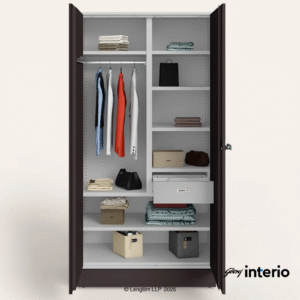 Godrej Interio Auraline Women Basic 2 Door Almirah (Coffee Brown) Front View with Doors Open