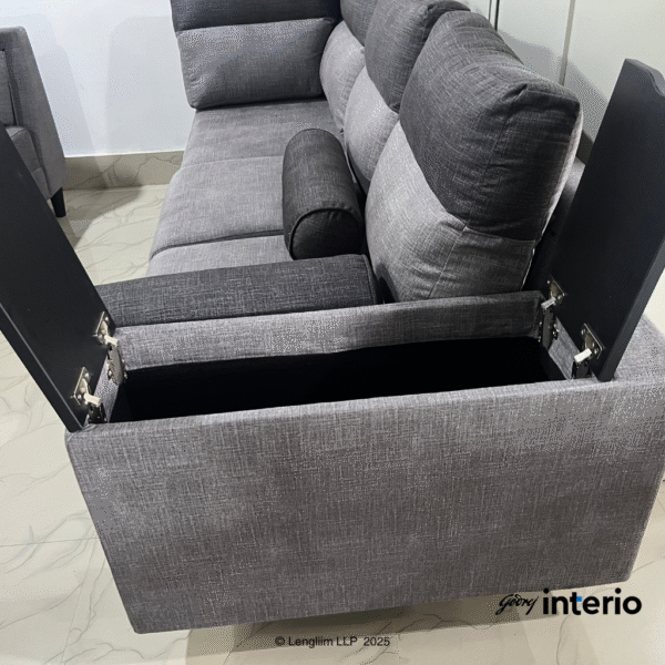 Godrej Interio Highrolla V2 Modular Fabric 5 Seater Sofa with Corner Arm Rest Both Open