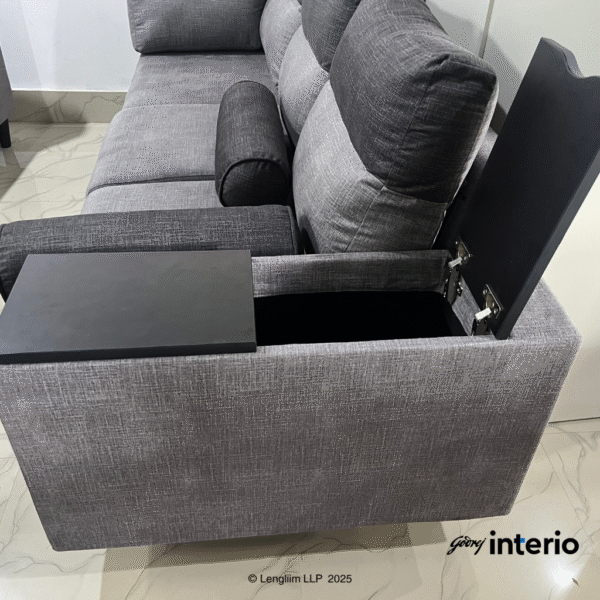 Godrej Interio Highrolla V2 Modular Fabric 5 Seater Sofa with Corner Arm Rest Half Closed